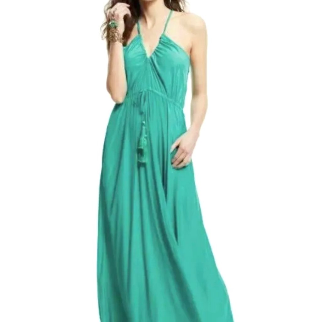 Calypso St Barth, Batinly Maxi Dress ,Turquoise Teal With Tassel